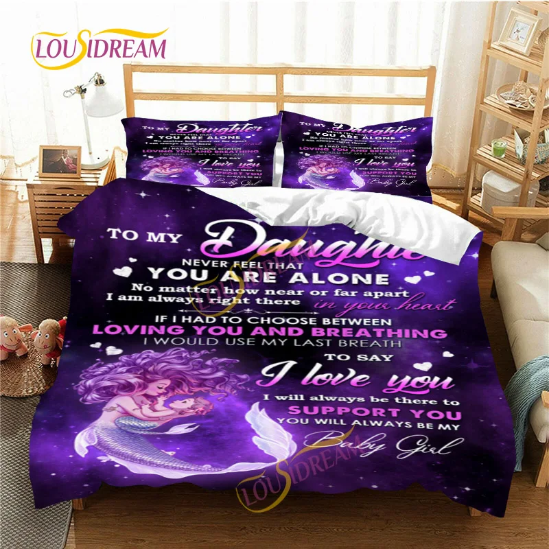 

Mom Gift To My Daughter Three-Piece Duvet Cover Pillowcase Personality bedroom Decor Soft Sheet Always Remember Mom Love You