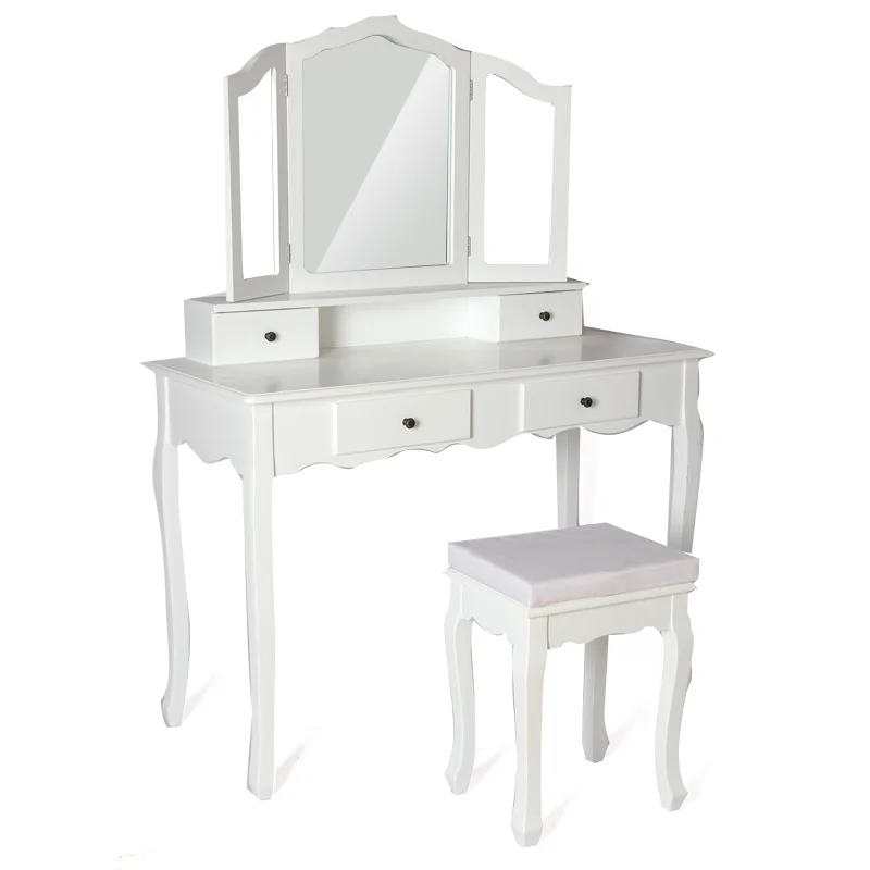 

Modern Designer Adults Mirror and Stool Bedroom Mirrored Makeup Dressing Table