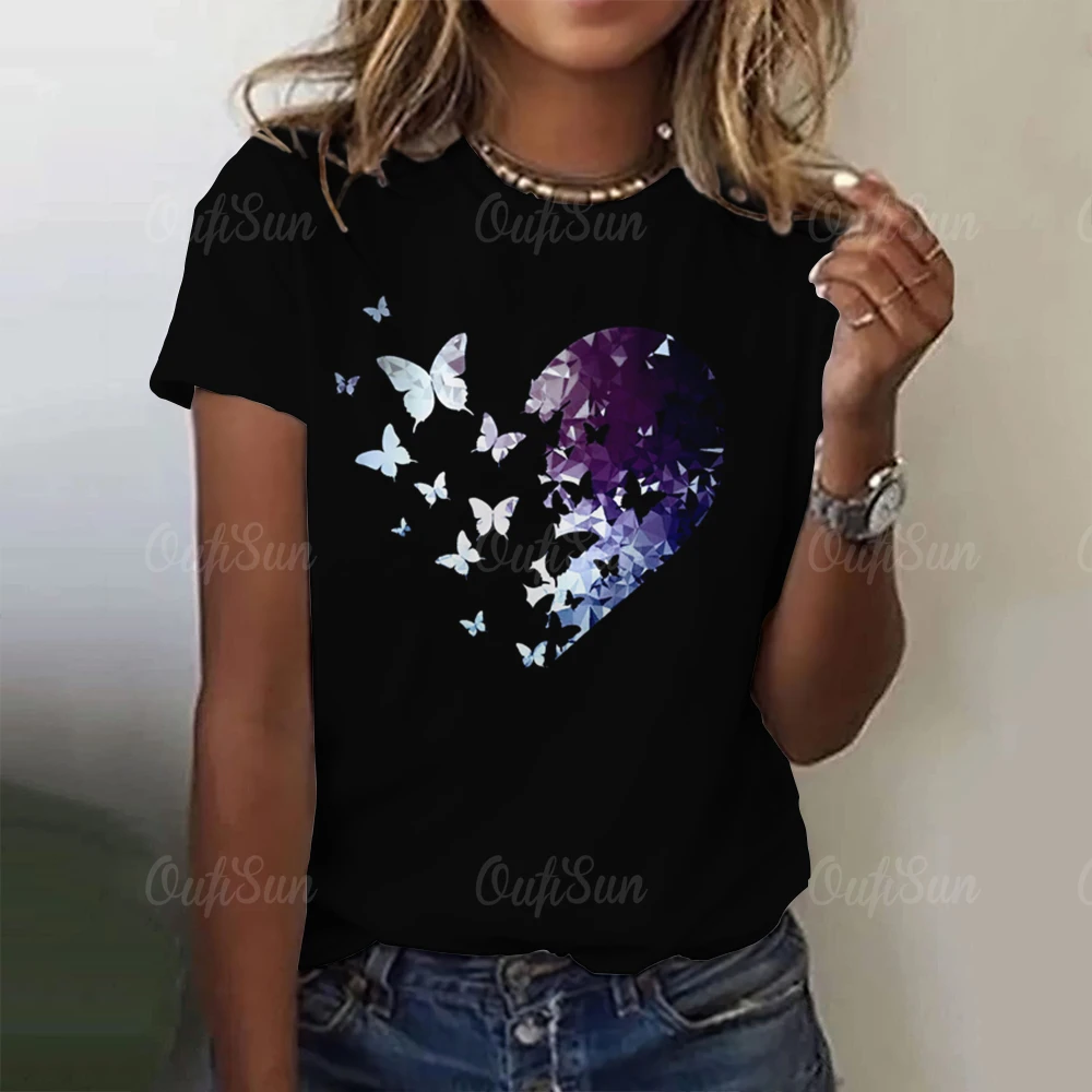 Women O-Neck T-Shirts Butterfly Print Broken drill Casual Pullover Loose Short Sleeves Fashion Oversized Fashion Tee Shirt 2024
Women O-Neck T-Shirts Butterfly Print Broken drill Casual Pullover Loose Short Sleeves Fashion Oversized Fashion Tee Shirt 2024