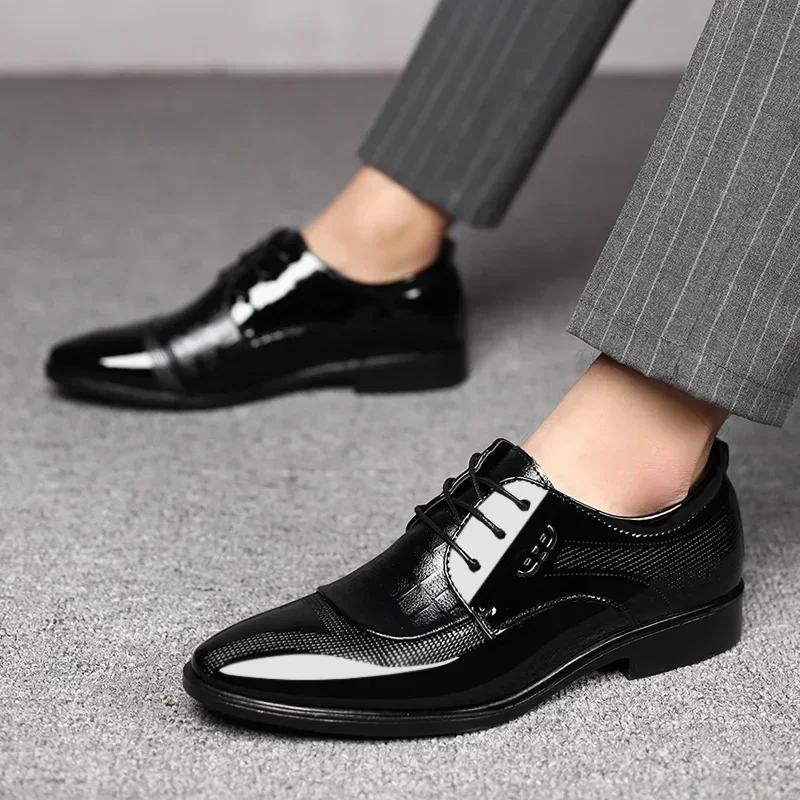 

Formal Shoe Black for Men Dress Shoes Casual Business Leather Social Male Men's Wedding Derby Pointed Toe Mens Shoes