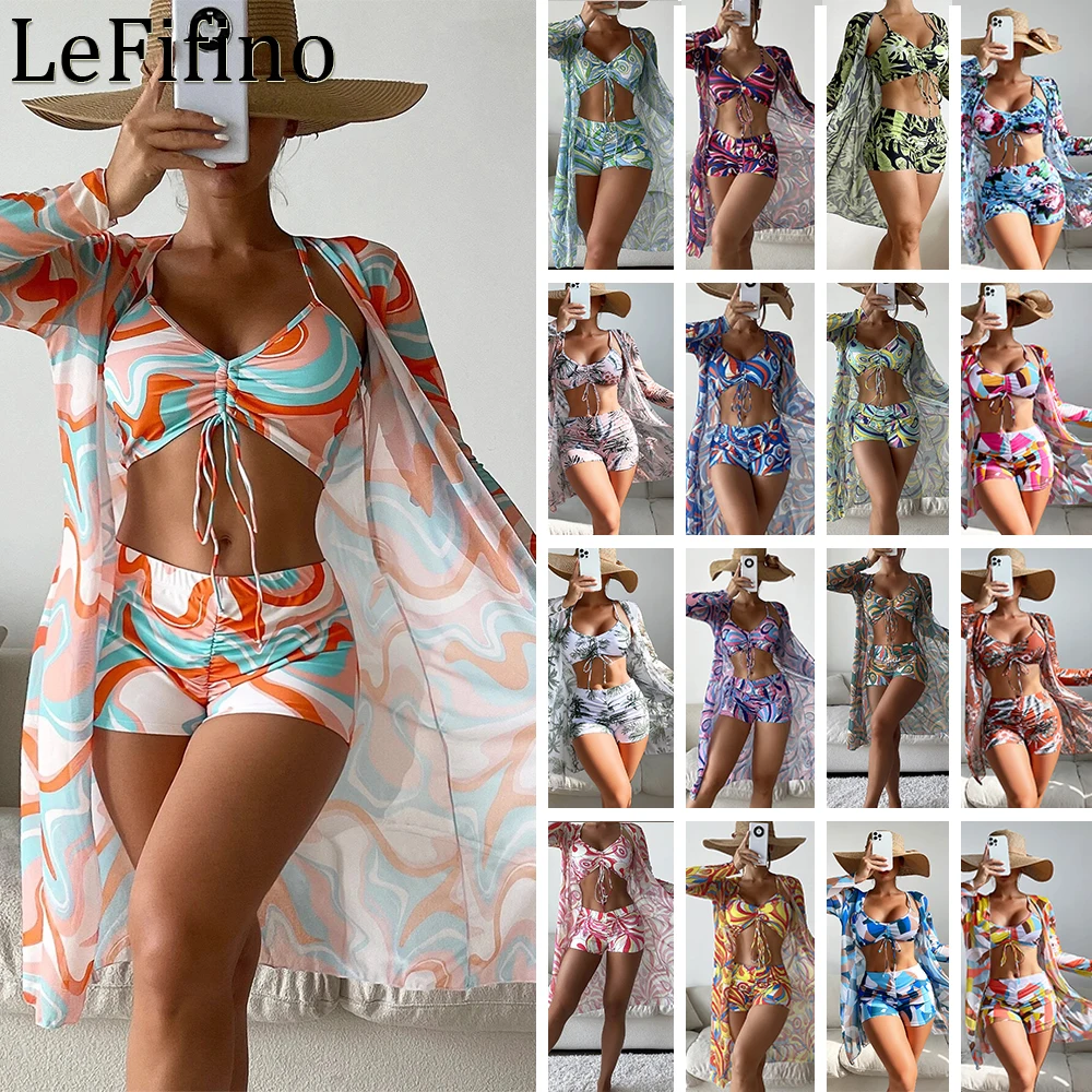Fashion Summer Long Sleeve Split Body Style High Waist Printing Three Piece Set Beach Vacation Drawstring Swimwear Suit Women's
Fashion Summer Long Sleeve Split Body Style High Waist Printing Three Piece Set Beach Vacation Drawstring Swimwear Suit Women's