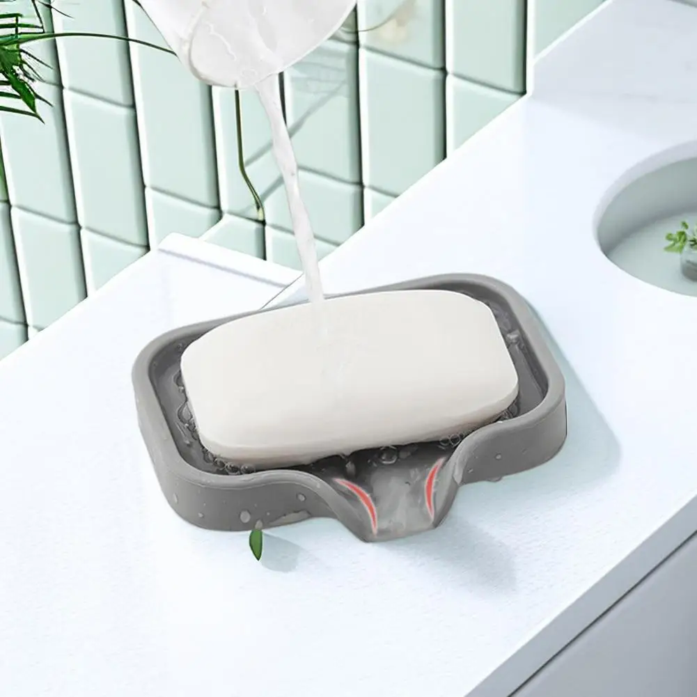 

Silicone Drain Soap Box Anti-skid with Drain Spout Leakproof Kitchen Counter Sink Organizer Sponge Holder Bathroom Soap Dish