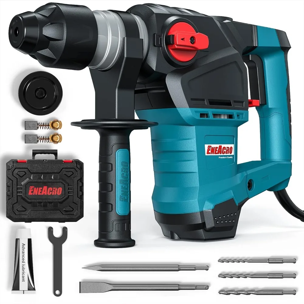 

1-1/4 Inch SDS-Plus 12.5 Amp Heavy Duty Rotary Hammer Drill, Safety Clutch 3 Functions with Vibration Control Including Grease,