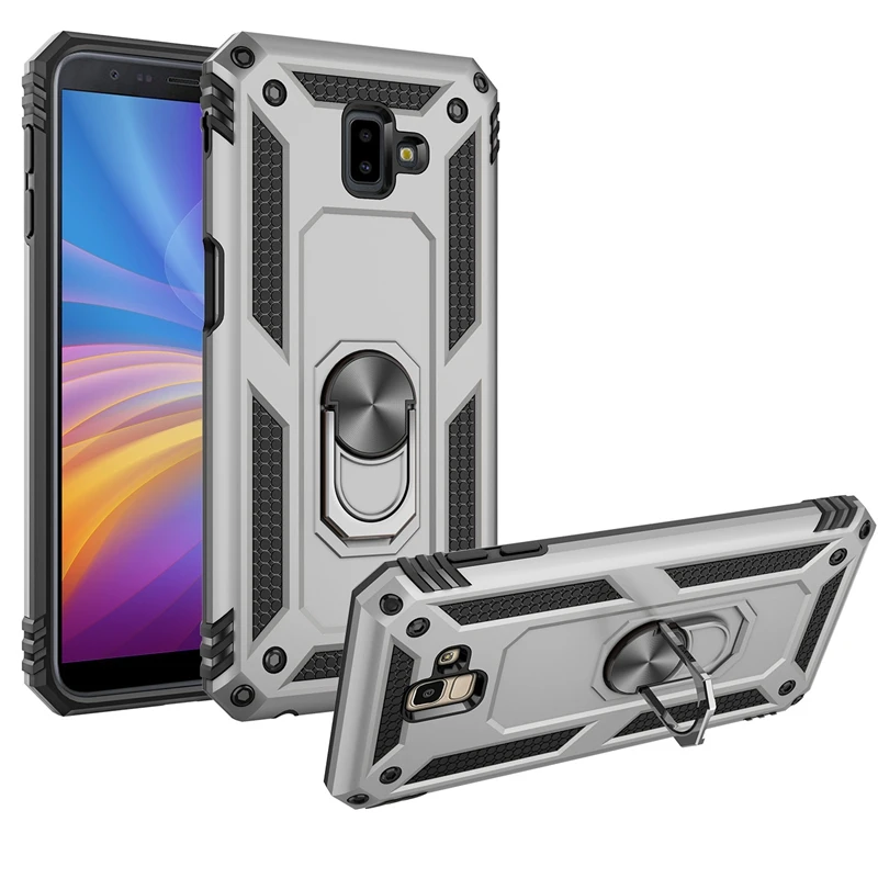 

Shockproof Armor Back Cover For Samsung J6 Plus SM-J610FN/DS Case Magnetic Metal Ring Bracket Phone Case For Galaxy J6+ SM-J610G