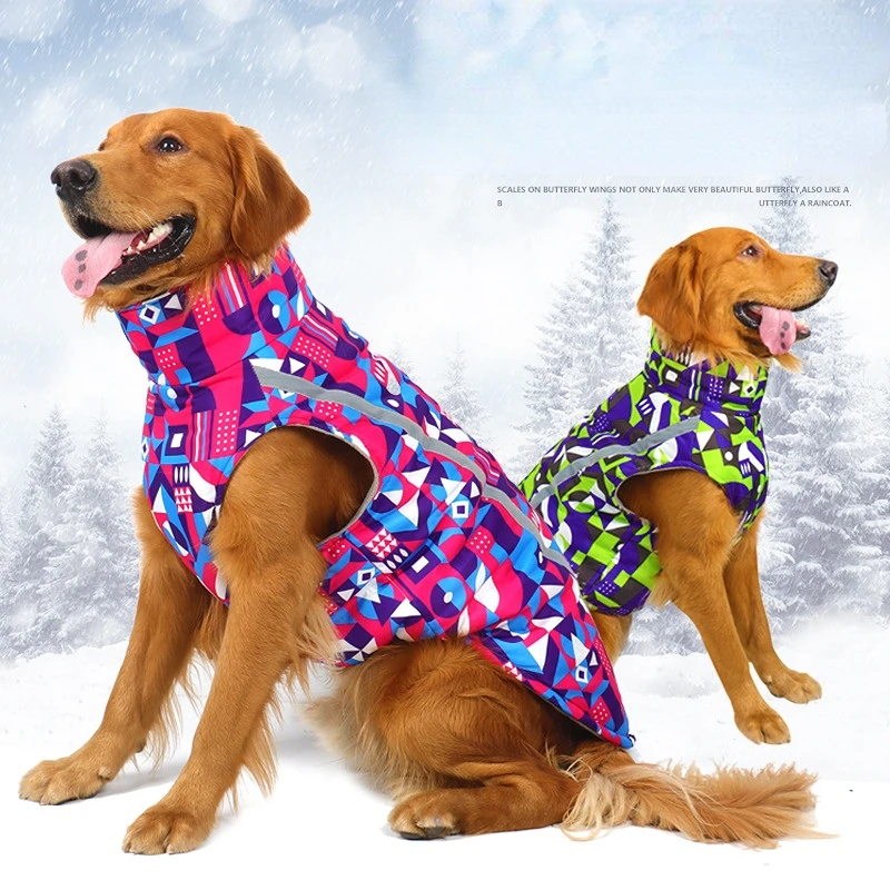 

Dog Large Middle Outdoor Jacket Waterproof Nocturnal Reflective Pet Puppy Coat Vest Winter Warm Cotton Dogs Clothing Supplies