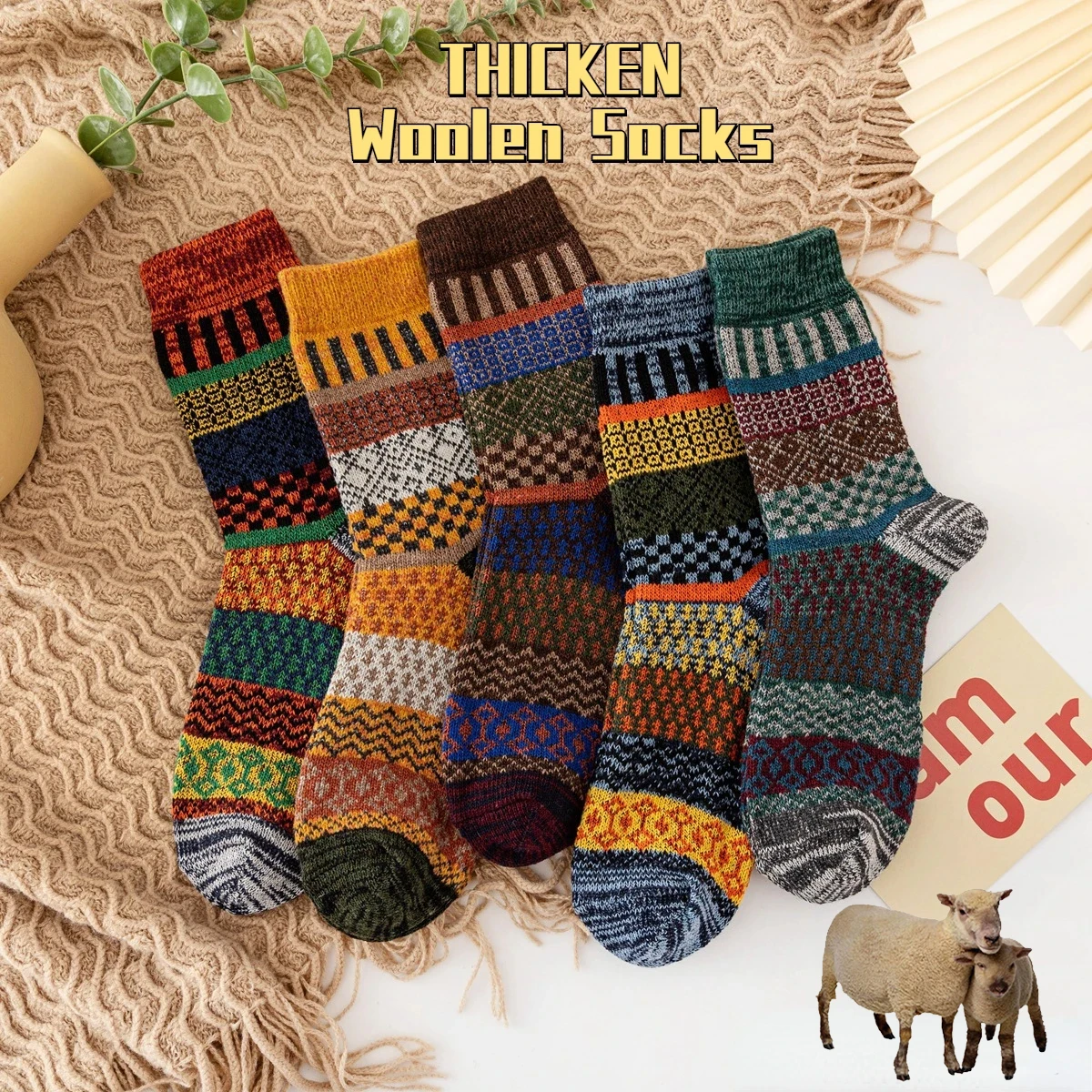 5 Pairs Winter Men's Socks Thicken Sheep's Wool Socks Warm Men Retro Style Colorful Fashion Man Socks For Snow boots
5 Pairs Winter Men's Socks Thicken Sheep's Wool Socks Warm Men Retro Style Colorful Fashion Man Socks For Snow boots