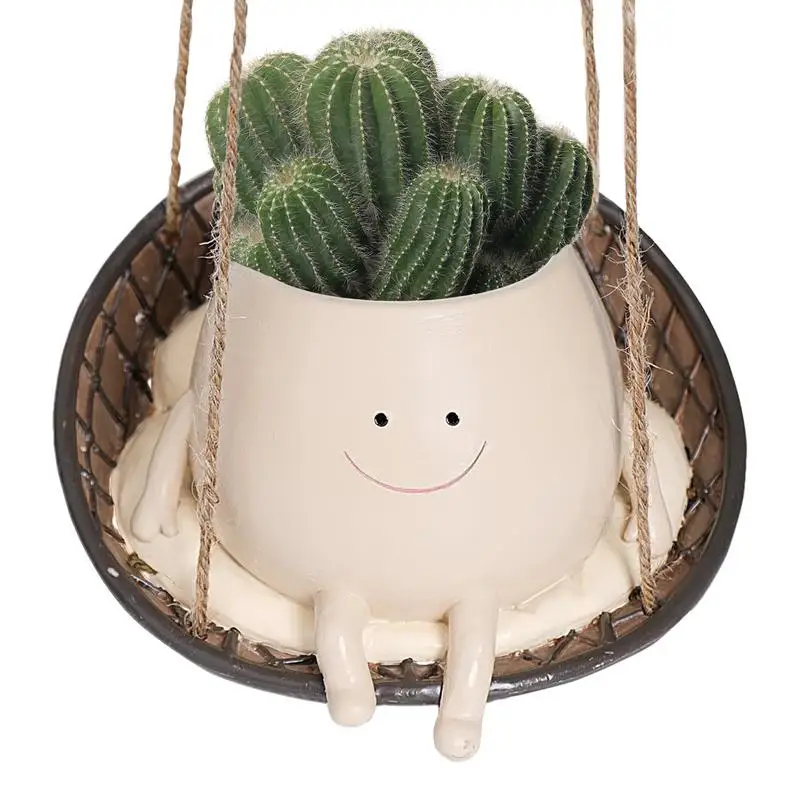 Hanging Swing Chair Flower Pot Wall Mounted Lovely Swing Face Planter Pot With Twine Creative Resin Succulent Plants Planter
Hanging Swing Chair Flower Pot Wall Mounted Lovely Swing Face Planter Pot With Twine Creative Resin Succulent Plants Planter