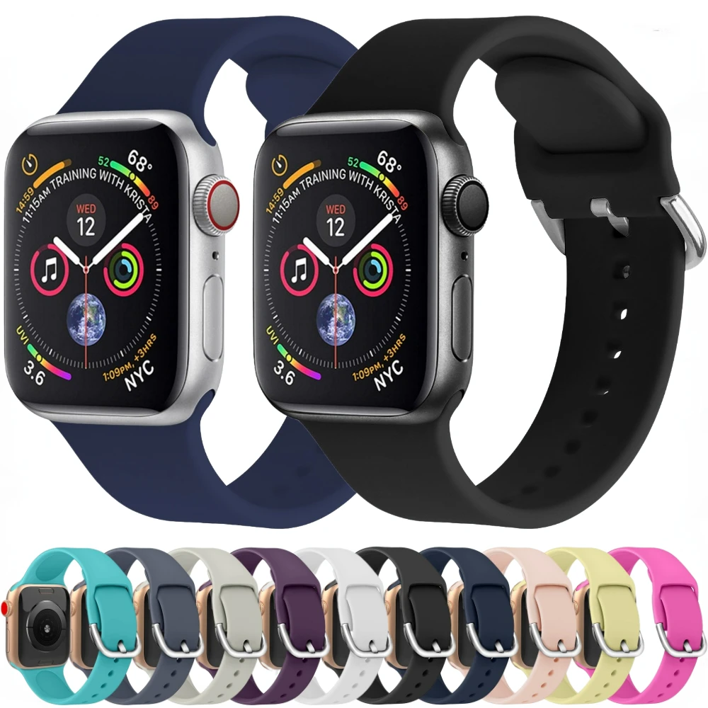 

Silicone Strap For Apple Watch Bands 44mm 40mm 45mm 41mm 42mm 38mm 49mm Sport Bracelet correa iWatch Series Ultra 8 7 6 5 4 3 SE