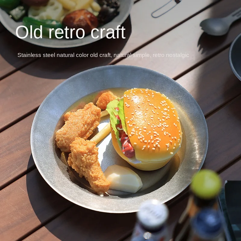 Outdoor Camping Dinner Plate Stainless Steel Vintage Tableware Storage Portable Shula Bowl Picnic Set
Outdoor Camping Dinner Plate Stainless Steel Vintage Tableware Storage Portable Shula Bowl Picnic Set