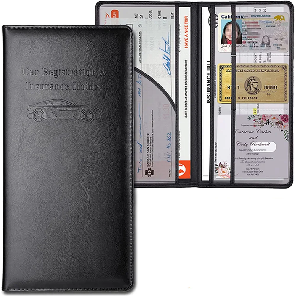 

Car Driver License Cover PU Leather Credit Cards Holder Car Registration Insurance Driving Documents Protective Case Organizer