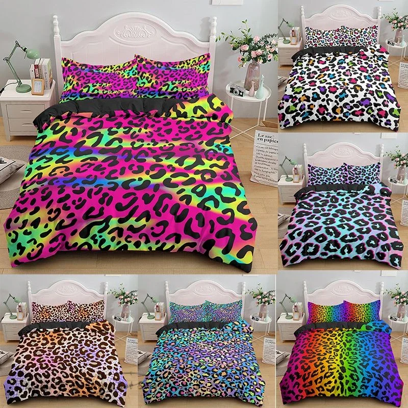 

3pc Duvet Cover Luxury Leopard Print Fashion Design Children's and Adults Bedding Set Microfiber Single Double Queen 220x240