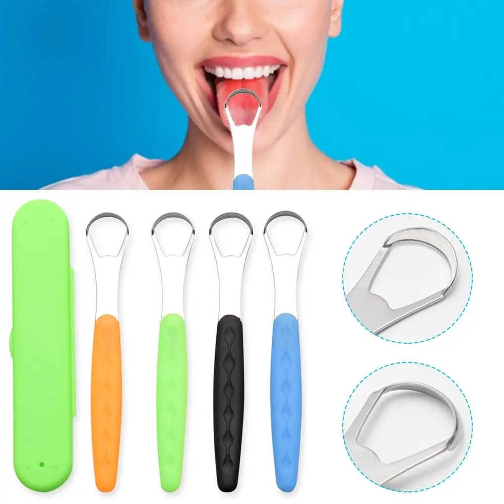 

Kids Oral Mouth Cleaner Tool Women Men with Travel Cases Stainless Steel Tongue Brush Tongue Scrapers Metal Tongue Cleaner