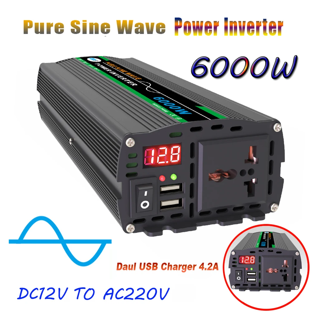 3000W/4000W/6000W Car Power Inverter DC 12V to AC 220V Pure Sine Wave Power Converter Adapter Home Outdoor Power Bank
3000W/4000W/6000W Car Power Inverter DC 12V to AC 220V Pure Sine Wave Power Converter Adapter Home Outdoor Power Bank