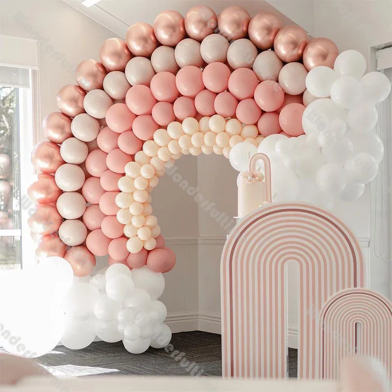 

161pcs Wedding Balloon Rainbow Baby Shower Decoration Dusty Pink White Rose Gold Blush Doubled Apricot Balloons Garland Arch Kit