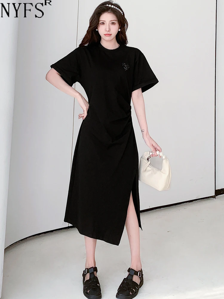 NYFS 2024 Summer New Korea Woman Dress Vestidos Robe Elbise Loose Plus Size Short Sleeve Slit T-shirt Long Dresses
NYFS 2024 Summer New Korea Woman Dress Vestidos Robe Elbise Loose Plus Size Short Sleeve Slit T-shirt Long Dresses