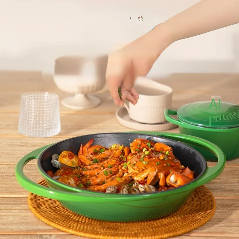 

26cm Enamel Pot Stew Baked Seafood Pot Multi-functional Non-stick Stew Pot French High Appearance Level Kitchen Cooking Pots