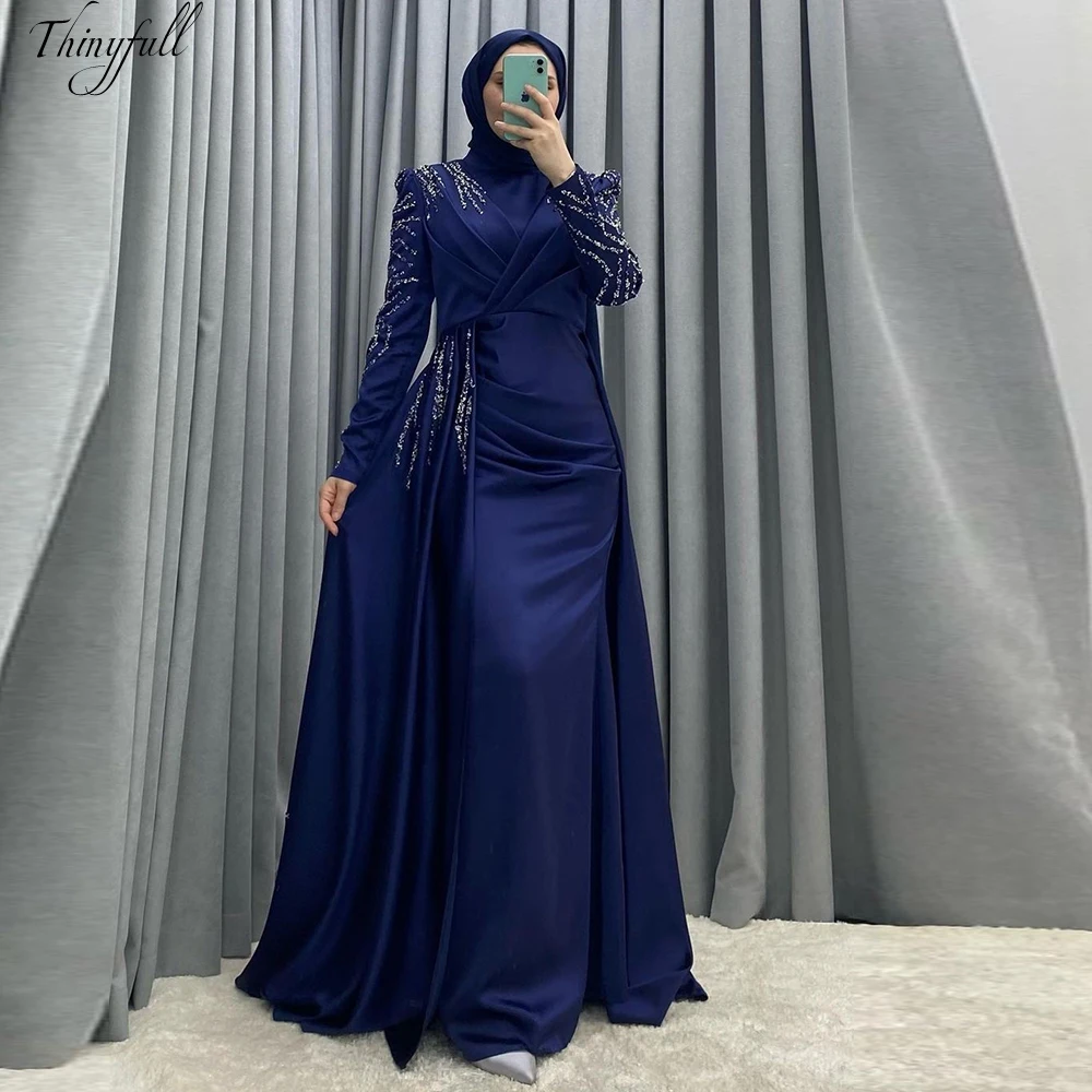 Thinyfull Mermaid Satin Prom Dress Long Sleeves Arab Muslims Evening Party Dresses Sequin Formal Occasion Gown Robe De Soirée
Thinyfull Mermaid Satin Prom Dress Long Sleeves Arab Muslims Evening Party Dresses Sequin Formal Occasion Gown Robe De Soirée
