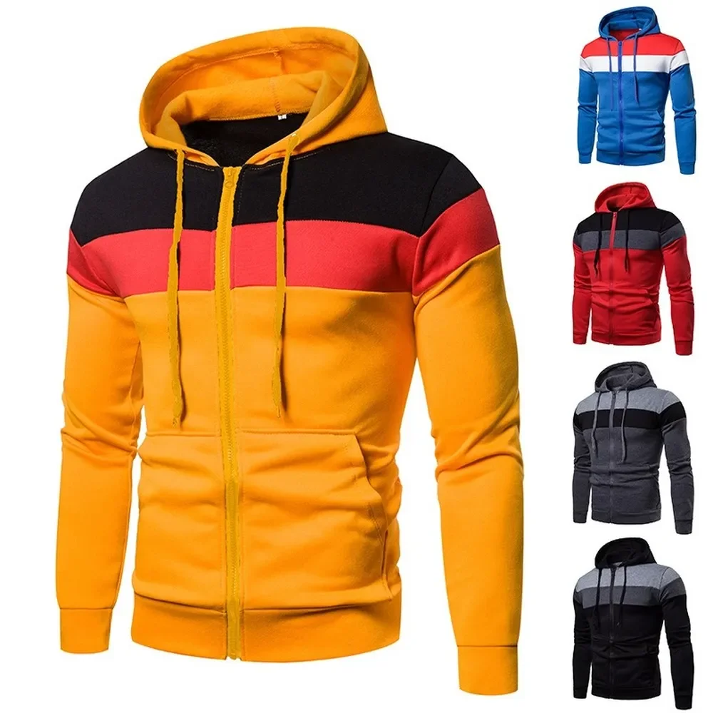 

Men's Colorblock Slim Fit Athleisure Patchwork Cardigan Hoodie Autumn and Winter Fashion Design Clothing 5 Colour Sweatshirts