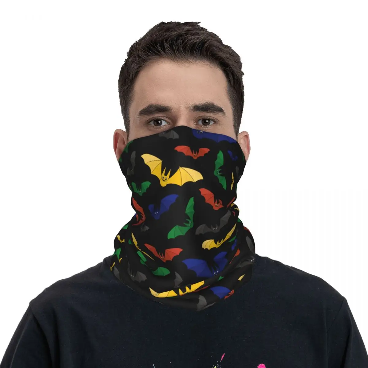 

Цветная бандана летучая мышь на Хэллоуин, шейный платок, шарф с принтом, теплая маска для лица для рыбалки для мужчин, женщин и взрослых, моющаяся