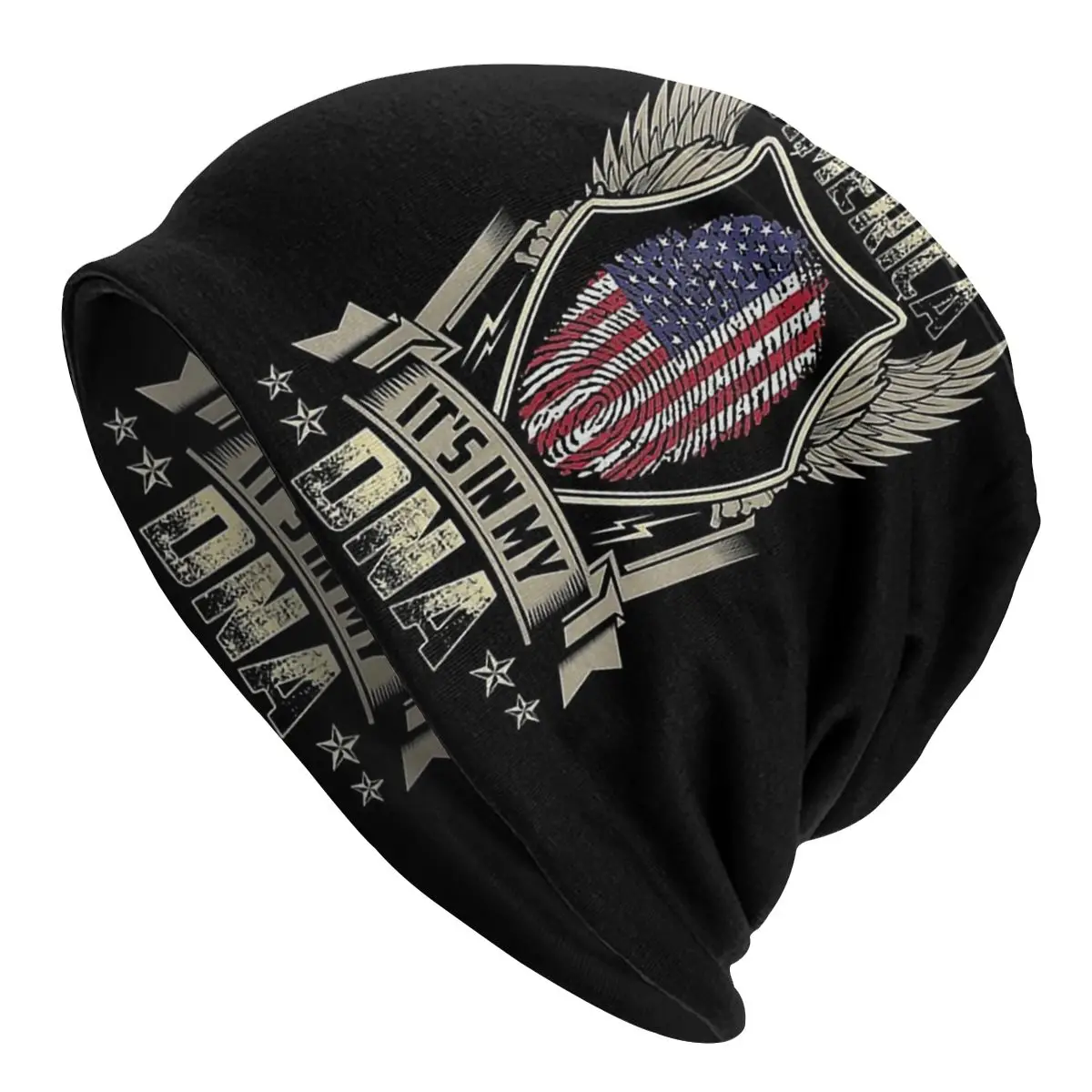 

It Is In My DNA Men Women's Beanie Hats America Flag Fingerprint Knitted Hat Hip Hop Earmuff Bonnet Street Skullies Beanies