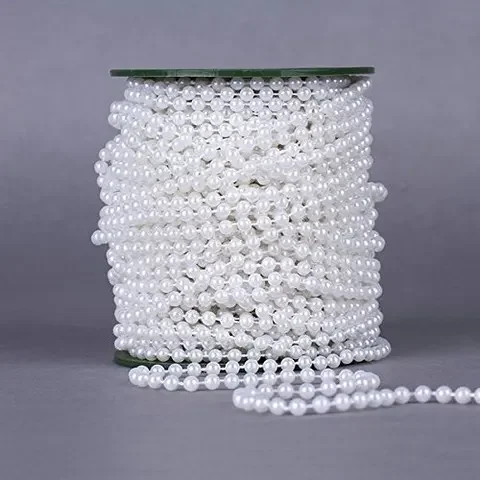 

10m of 4mm Bead Pearl String Ivory and white for Craft , Wedding Decoration AA7956