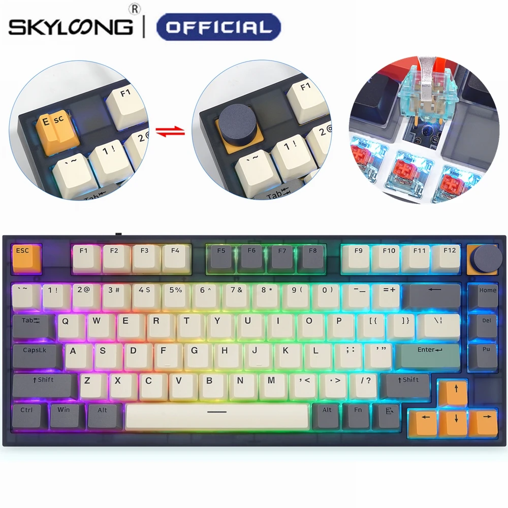 

SKYLOONG GK75 Lite Gasket 2.4G Bluetooth Wireless Hot Swappable Programmable Mechanical Keyboard With Rotary Knob for PC Win Mac