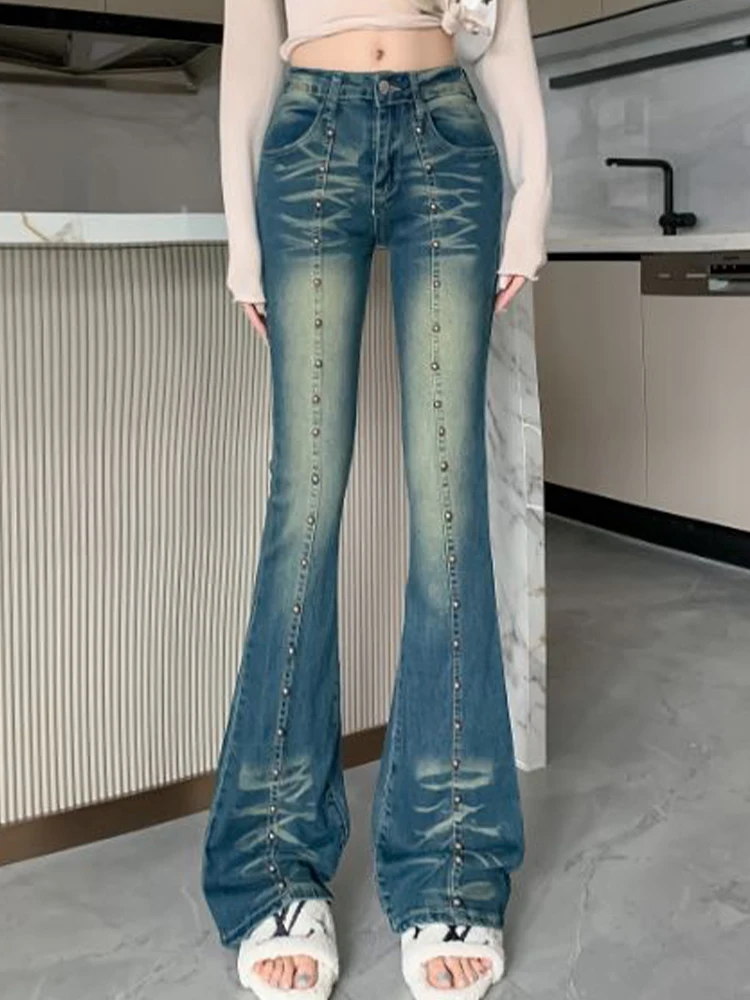 Vintage Rivet Spliced Denim High Waist Slim Fit Flare Pants 2023 Autumn New Fashion Women'S Clothing
Vintage Rivet Spliced Denim High Waist Slim Fit Flare Pants 2023 Autumn New Fashion Women'S Clothing