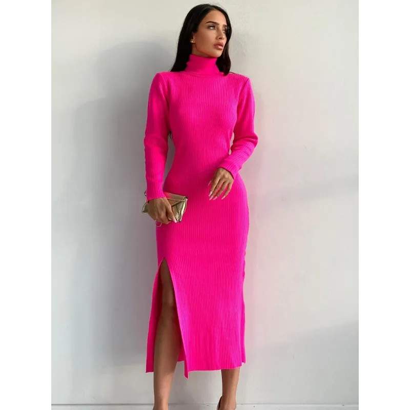 Knitted Turtleneck Split Dress Women Sexy Long Sleeve Hip Package Female Midi Dresses 2022 Autumn Winter Lady Elegant Vestidos
Knitted Turtleneck Split Dress Women Sexy Long Sleeve Hip Package Female Midi Dresses 2022 Autumn Winter Lady Elegant Vestidos