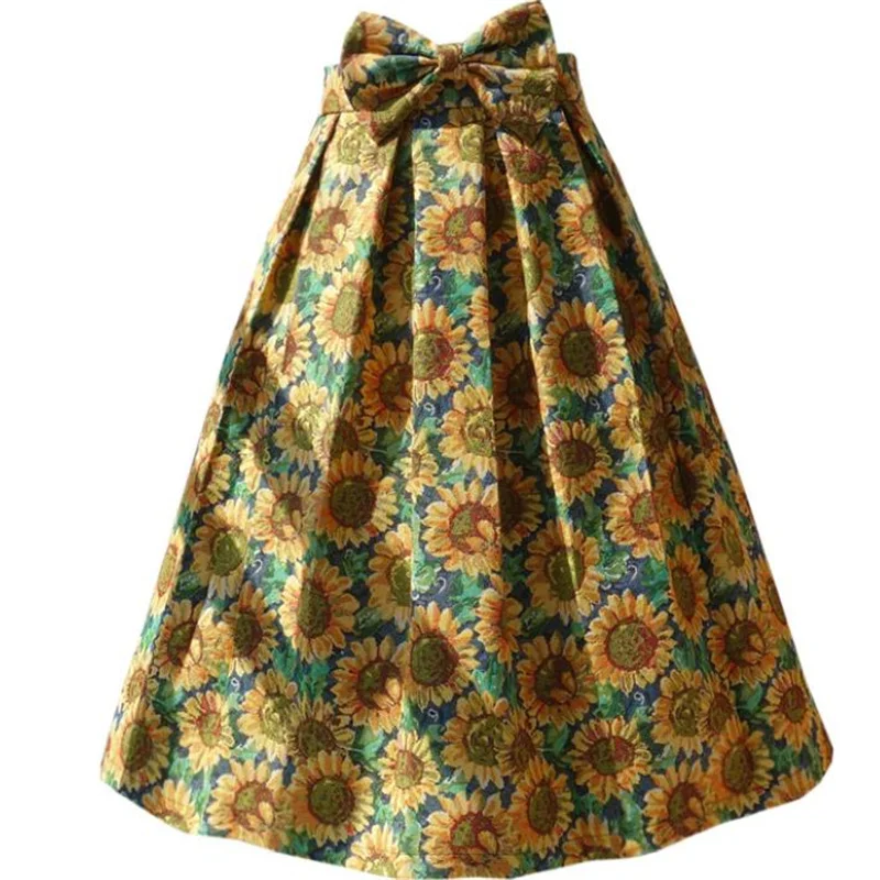 Retro sunflower print high waist skirt women autumn new fashion three-dimensional jacquard tutu skirt umbrella skirt
Retro sunflower print high waist skirt women autumn new fashion three-dimensional jacquard tutu skirt umbrella skirt