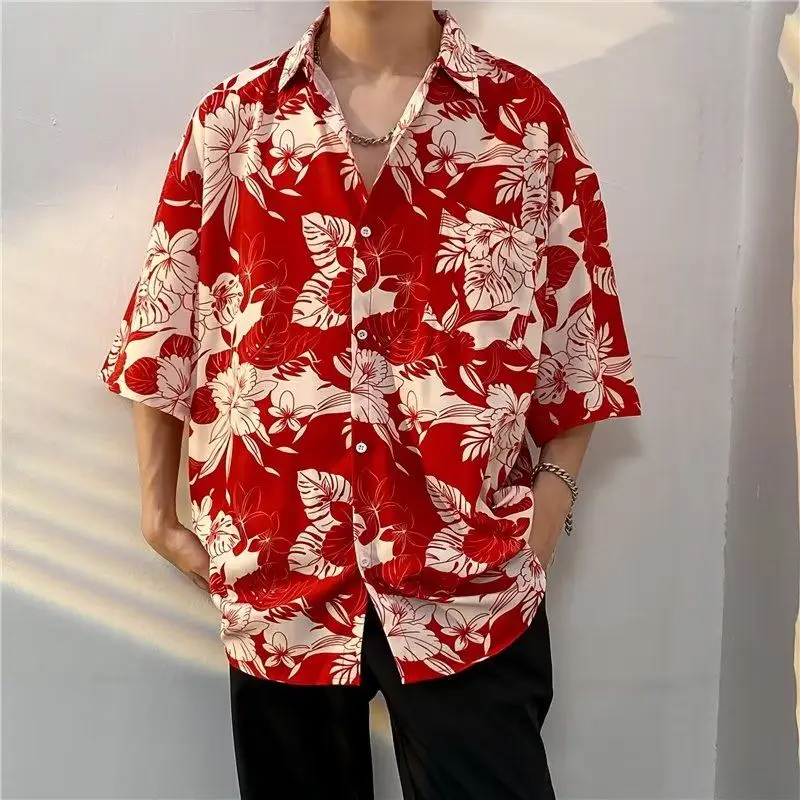 Summer Short-sleeved Floral Shirt Men Ins High-end Casual Loose Lapel Buttons Couple Ice Silk Hawaiian Shirts for Men Streetwear
Summer Short-sleeved Floral Shirt Men Ins High-end Casual Loose Lapel Buttons Couple Ice Silk Hawaiian Shirts for Men Streetwear