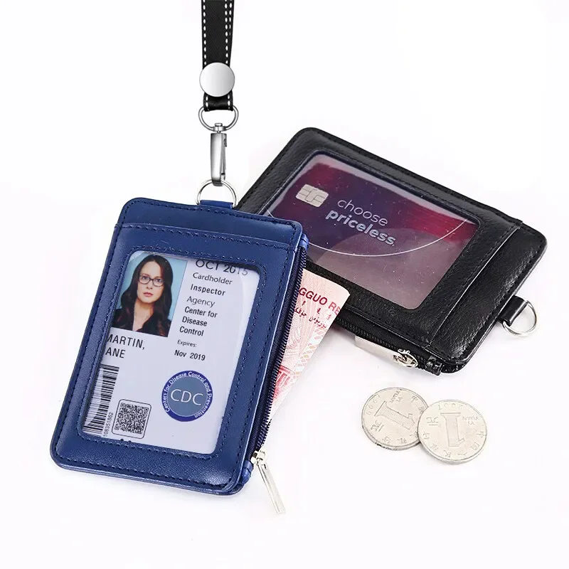 

New Business ID Badge Holder Case Purse with Neck Strap Band Name Tag Id Card Lanyard Chest Card Work Pass Bus Card Holders