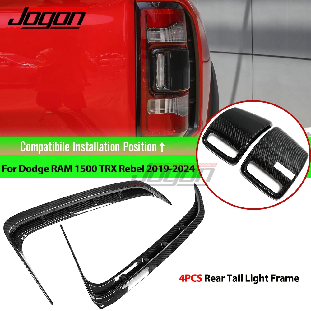 

4Pcs Carbon Fiber For Dodge RAM TRX Tradesman Rebel 2019-2024 Outlet Car Taillight Lampe Frame Rear Tail Light Strip Cover Trim
