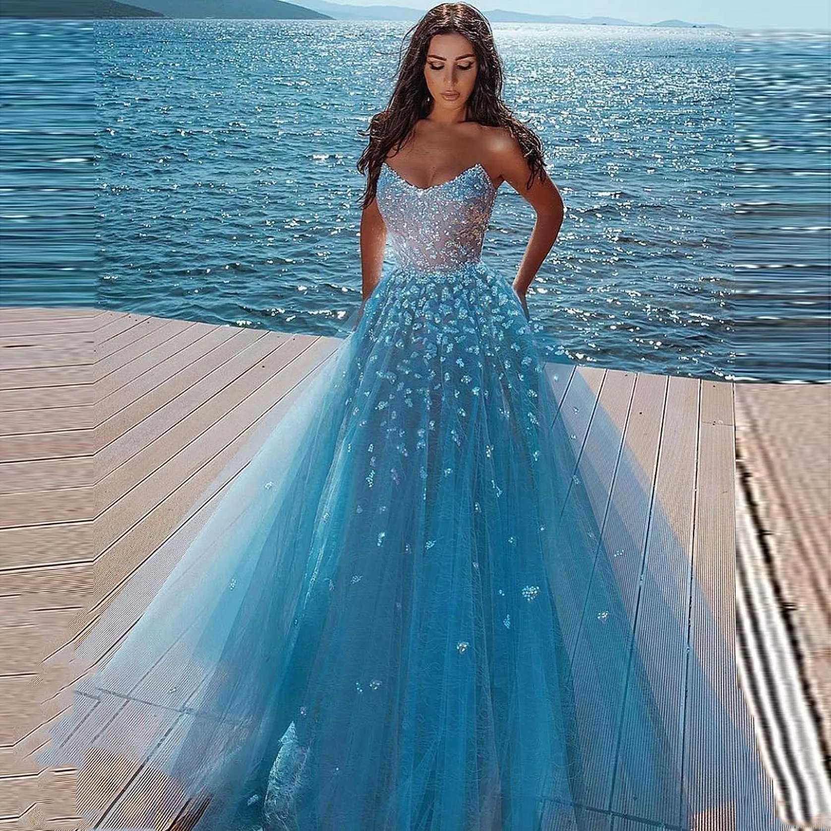 Delicate Blue Ball Gown Prom Dresses For Women's 2023 Strapless Sleeveless Floor Length Applique Sequined Party Evening Gowns
Delicate Blue Ball Gown Prom Dresses For Women's 2023 Strapless Sleeveless Floor Length Applique Sequined Party Evening Gowns