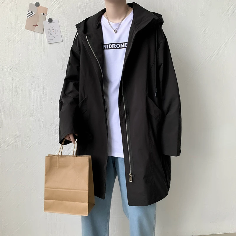 Men's Mid-length Windbreaker Spring Autumn Trench Coat Hooded Jacket Korean Trend Handsome Preppy Cape Cloak Punk Streetwear
Men's Mid-length Windbreaker Spring Autumn Trench Coat Hooded Jacket Korean Trend Handsome Preppy Cape Cloak Punk Streetwear