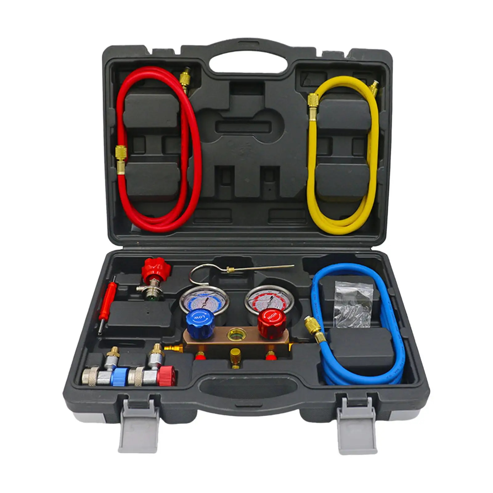 

AC Gauge Set Diagnostic Air Conditioning Tools Portable with Hoses Couplers Diagnostic Gauge for Car Maintenance