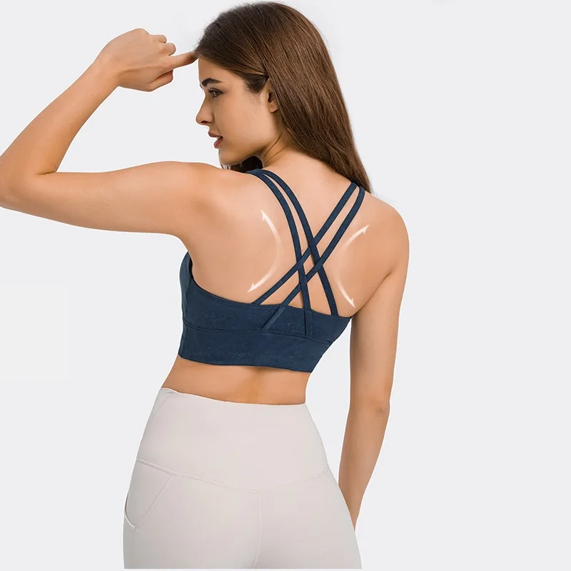 

Classic Cross Back Women Fitness Bra Push Up Yoga Vest Top Gym Female High-strength Shockproof Sport Underwear Printed Chest Pad
