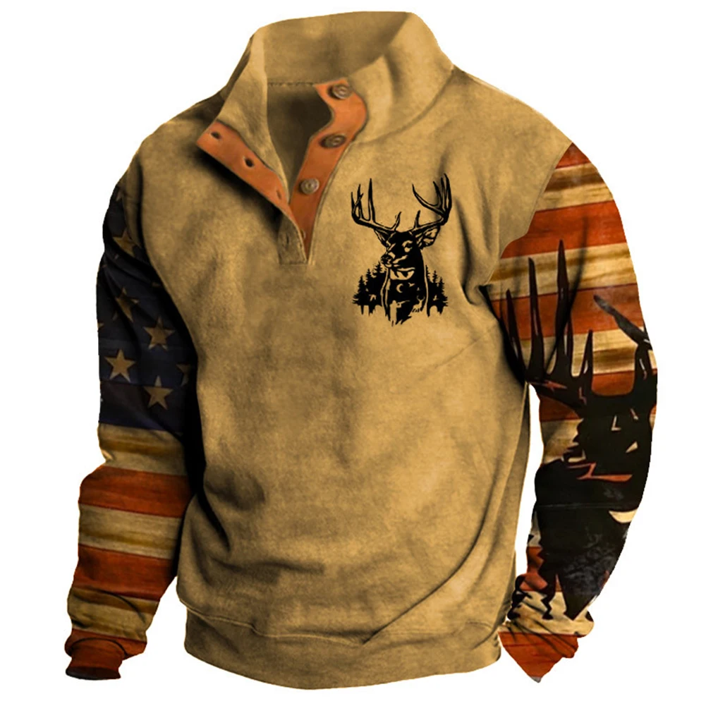 Men Pullover Stand Collar Graphic Loose Button Elk Print Sweatshirts Long Sleeve Jumper Activewear Tops Patchwork Men's Hoodies
Men Pullover Stand Collar Graphic Loose Button Elk Print Sweatshirts Long Sleeve Jumper Activewear Tops Patchwork Men's Hoodies