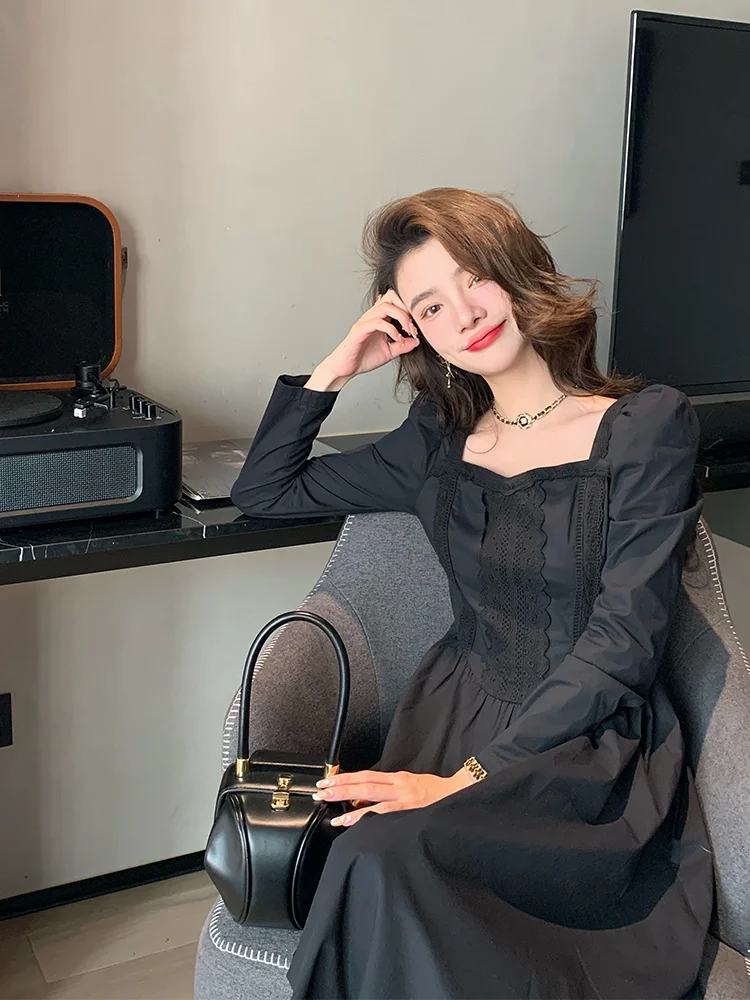 Hepburn Style Little black dress French shirt skirt with a slim waist and a black dress with an advanced spring
Hepburn Style Little black dress French shirt skirt with a slim waist and a black dress with an advanced spring