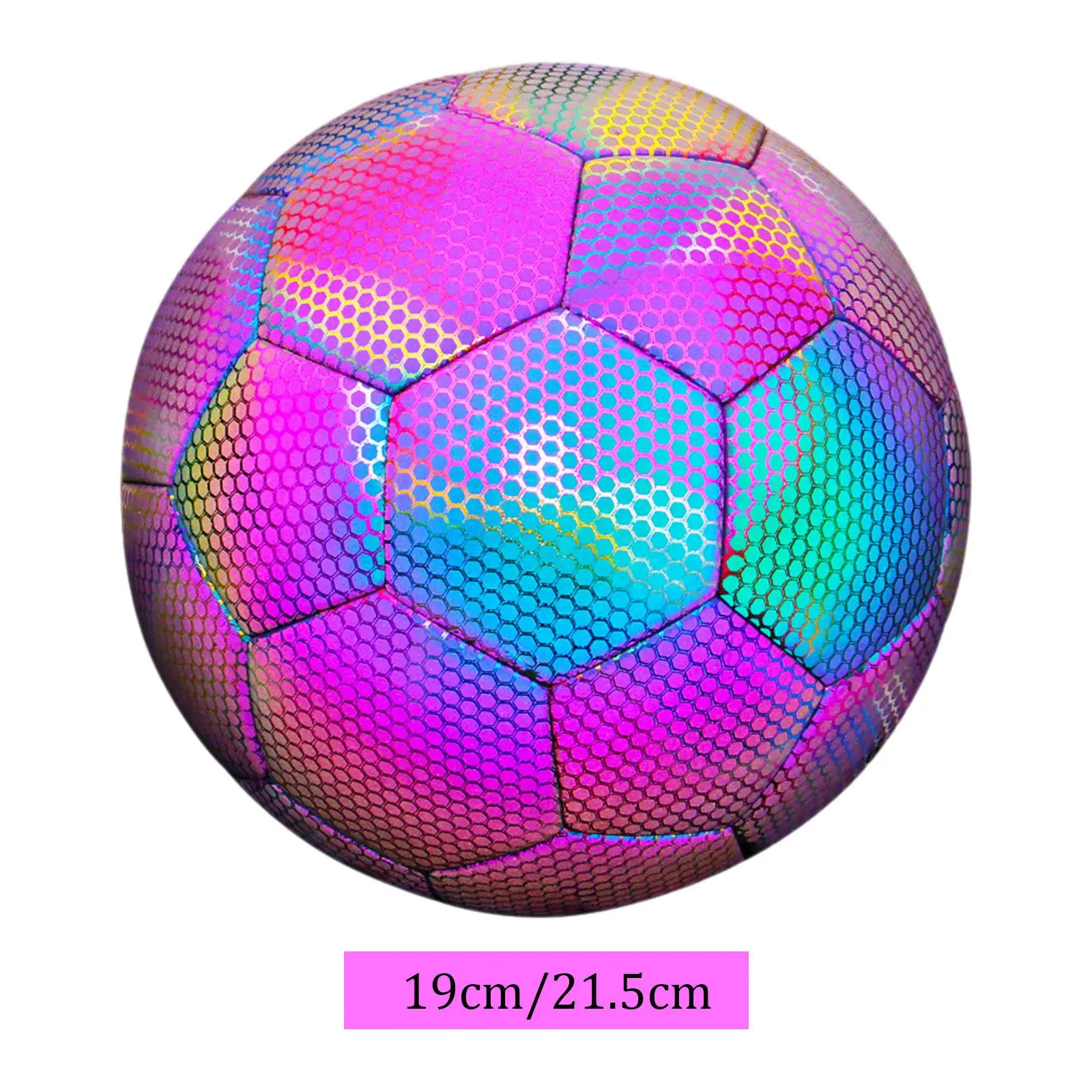 

Soccer Ball Reflective Holographic Luminous Football PU Football Training Ball for Kids Adults Players Girls Boys Official Match