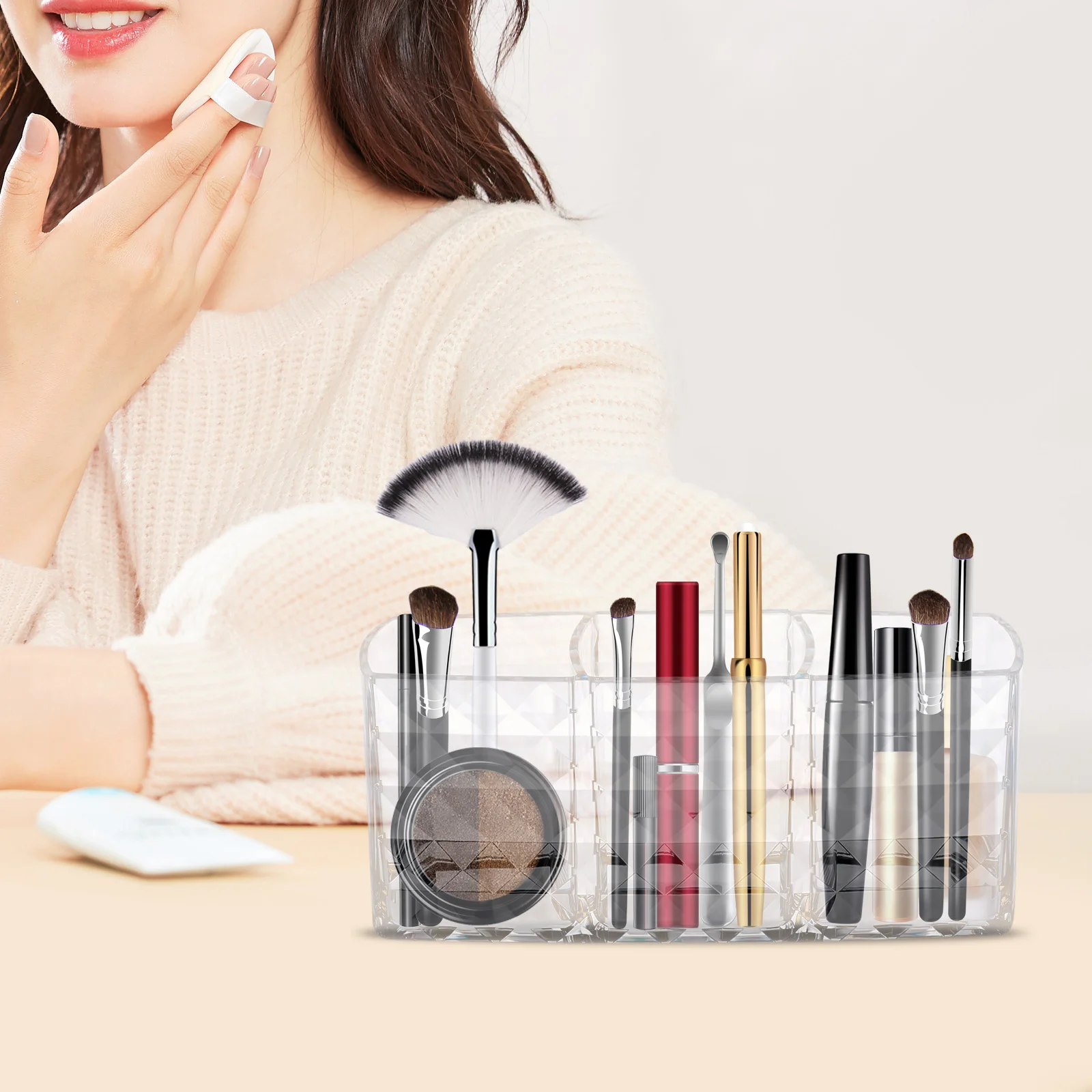 Makeup Brush Holders with 3 Compartment, PS Clear Small Sparkle Eyebrow Pencil Organizer for Vanity
Makeup Brush Holders with 3 Compartment, PS Clear Small Sparkle Eyebrow Pencil Organizer for Vanity