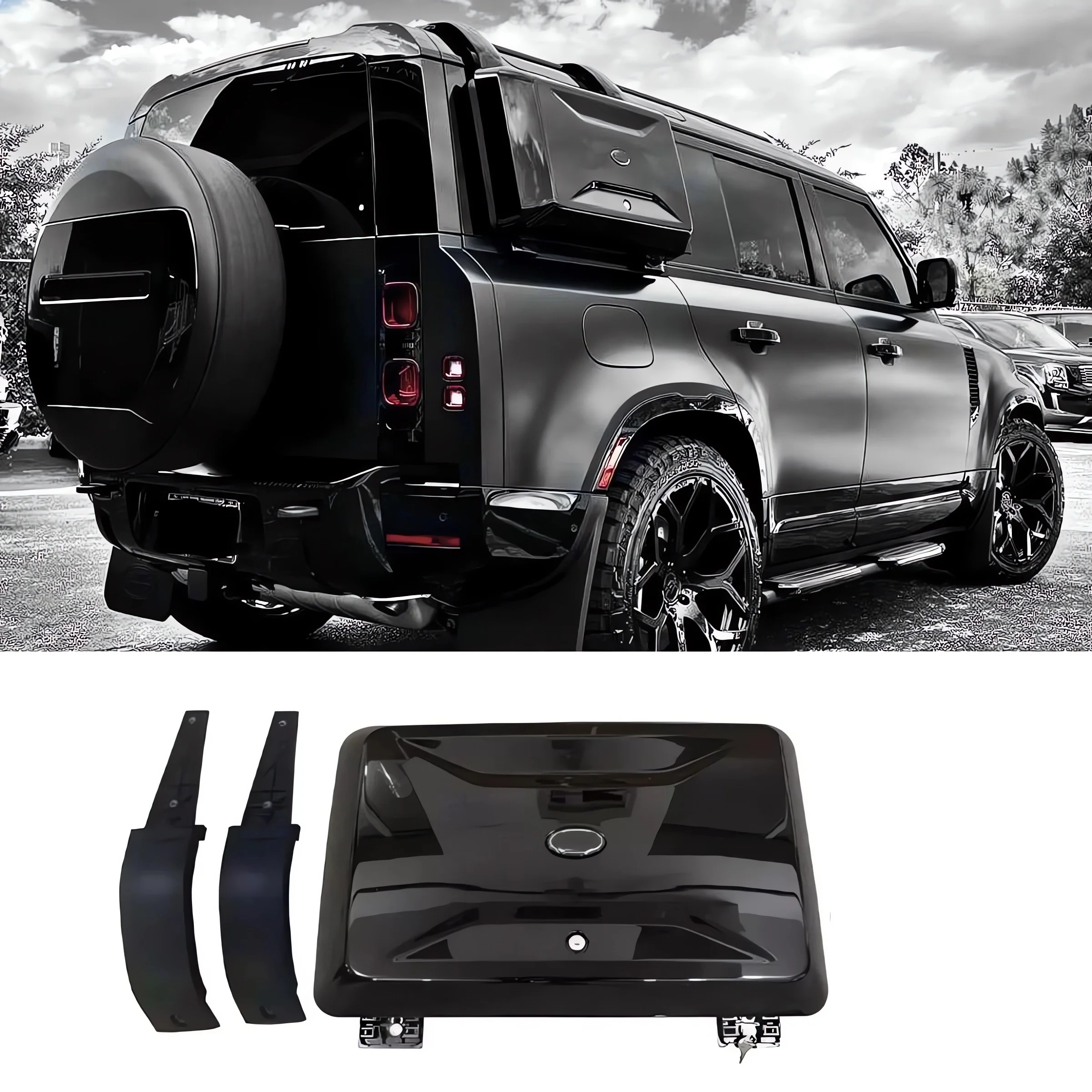 

Glossy Black Exterior Side Mounted Gear Box Carrier For LR Defender 2020-2024