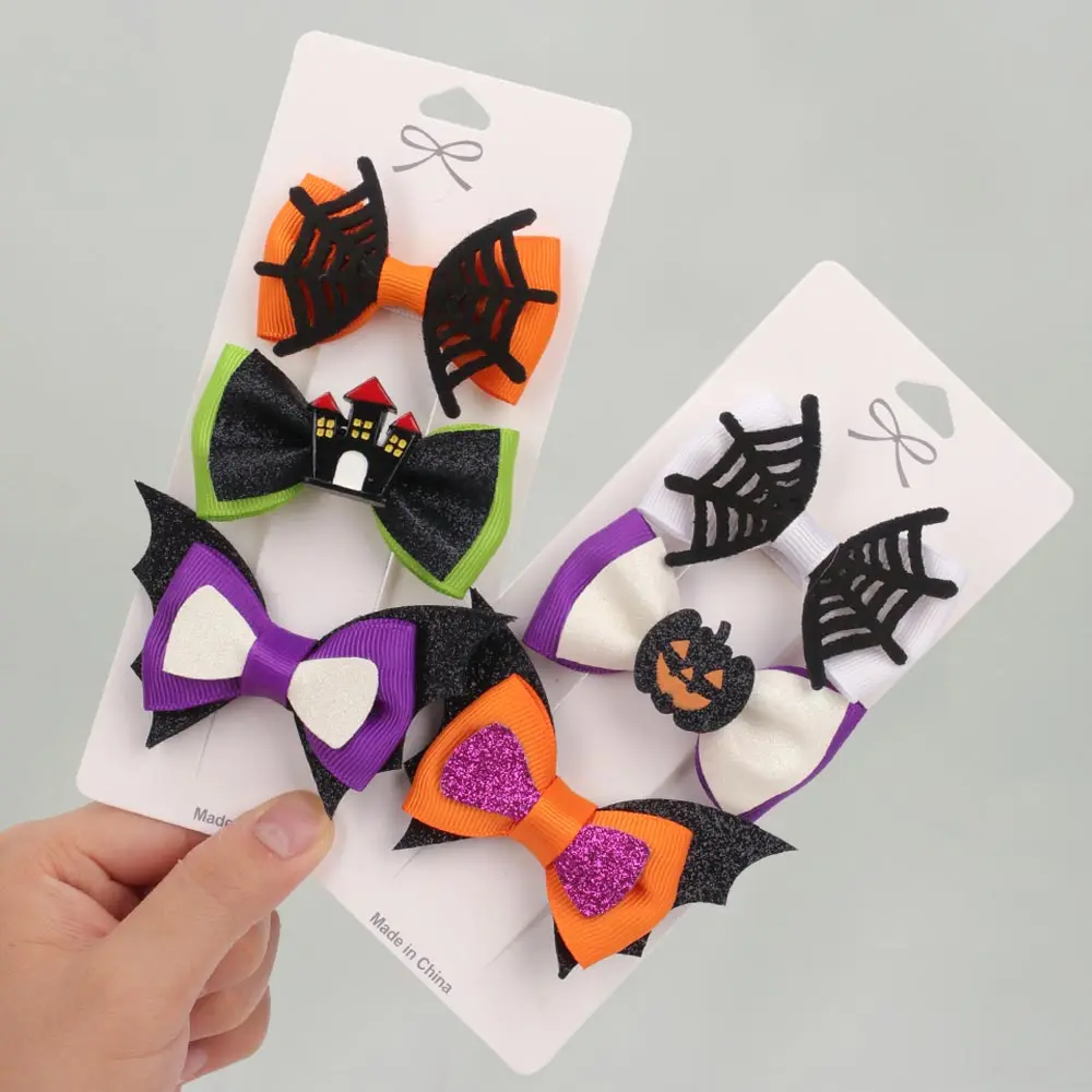 

2/3Pcs/Set Halloween Bows Hair Clips Ghost Witch Hat Pumpkin Hairpins For Baby Girls Hairgrips Barrettes Party Hair Accessories