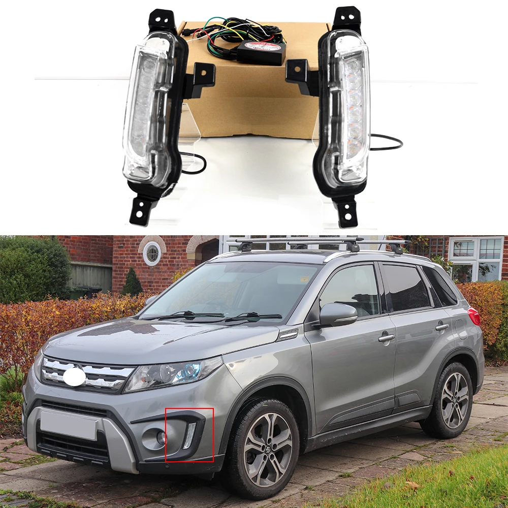 Светодиодный ные Автомобильные дневные ходосветильник DRL, передний бампер, противотуманные фары в сборе с указателем поворота, аксессуары для Suzuki Vitara 2015 2016
Светодиодный ные Автомобильные дневные ходосветильник DRL, передний бампер, противотуманные фары в сборе с указателем поворота, аксессуары для Suzuki Vitara 2015 2016