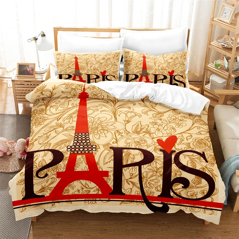 Retro Khaki Eiffel Tower Duvet Cover Set Girl Quilt Cover Fashion Gorgeous Children's Comforter Set Couple Bedding Sets Bed Set 
Retro Khaki Eiffel Tower Duvet Cover Set Girl Quilt Cover Fashion Gorgeous Children's Comforter Set Couple Bedding Sets Bed Set