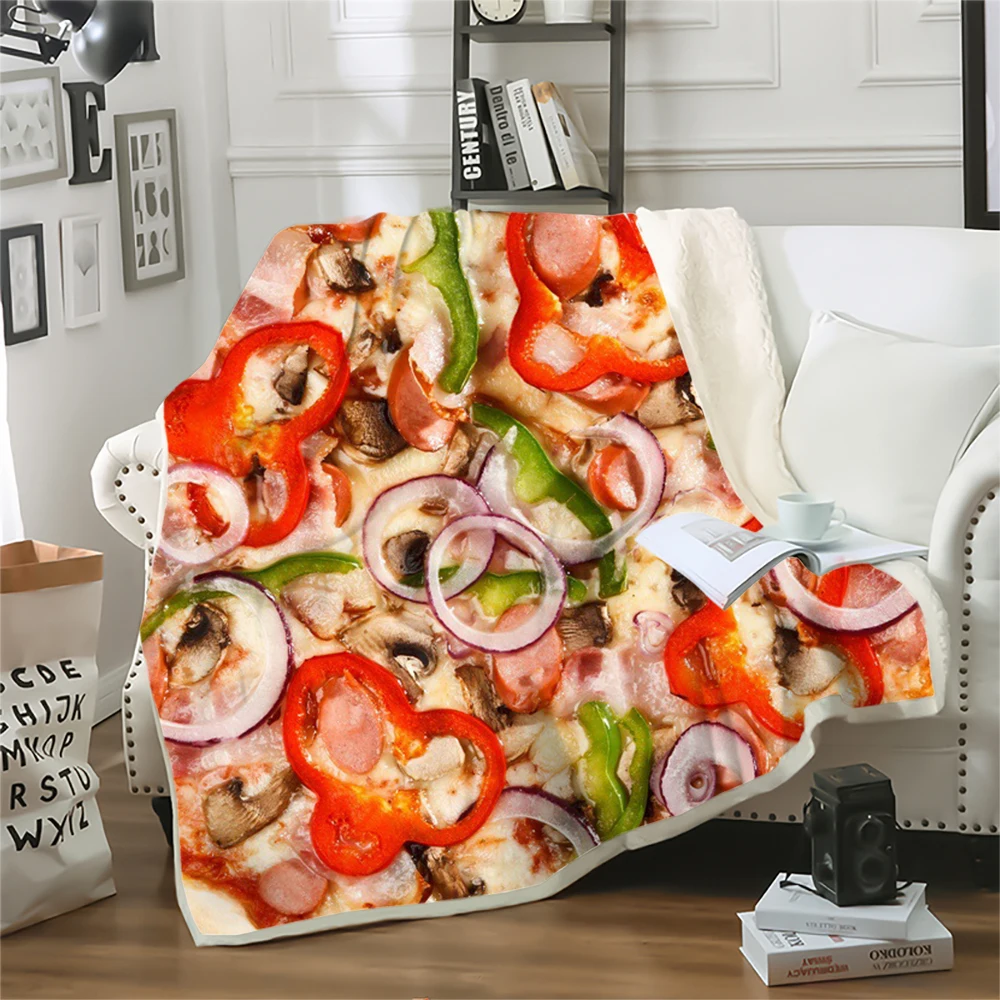 

CLOOCL Fashion Blankets 3D Printed Delicious Cheese Onions Pizza Throw Blanket for Bed Beddings Adult Child Fluffy Quilts 5 Size