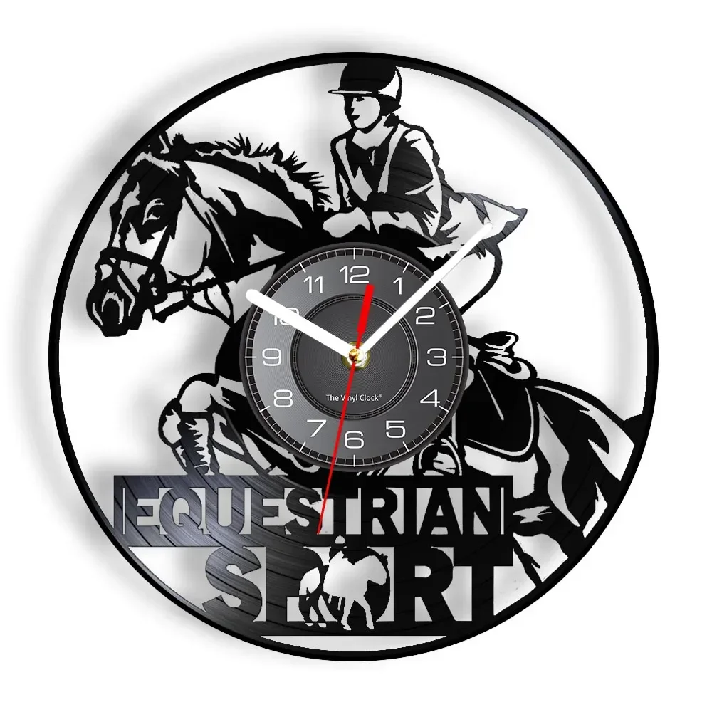 

Equestrian Horse Race Vinyl Record Wall Clock Horseback Riding Horse Racing Teen Living Room Decor Equine Cheval Lover Gift
