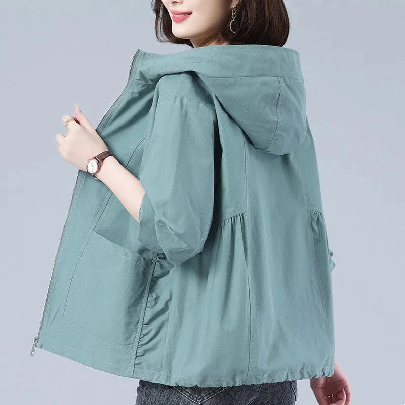 2022 New Autumn Women Jacket Long Sleeve Casual Hooded Jacket Female Windbreaker Loose Pocket Zipper Jackets Basic Coat Outwear
2022 New Autumn Women Jacket Long Sleeve Casual Hooded Jacket Female Windbreaker Loose Pocket Zipper Jackets Basic Coat Outwear