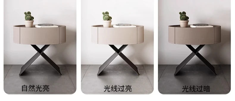Italian Simple Bedside Table,Saddle Leather and PU Leather Optional, Creative Oval Simple Design,Exquisite Leather Cutting Lines Italian Simple Bedside Table,Saddle Leather and PU Leather Optional, Creative Oval Simple Design,Exquisite Leather Cutting Lines