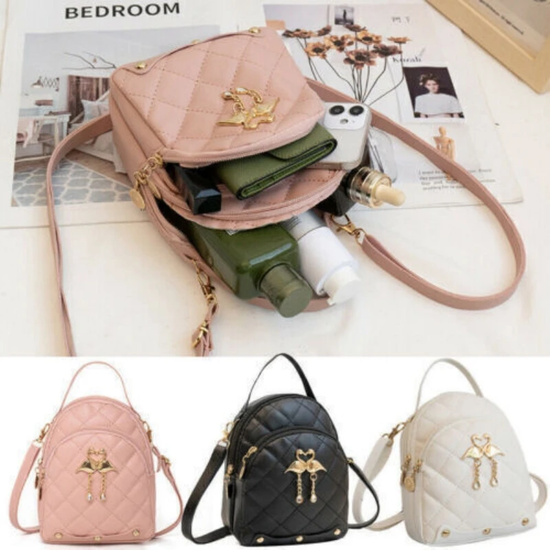 

Mini Backpack for Women Cute Swan Hanging Embroidery Small Backpack Purse Girls Leather Bookbag Ladies Satchel Bags