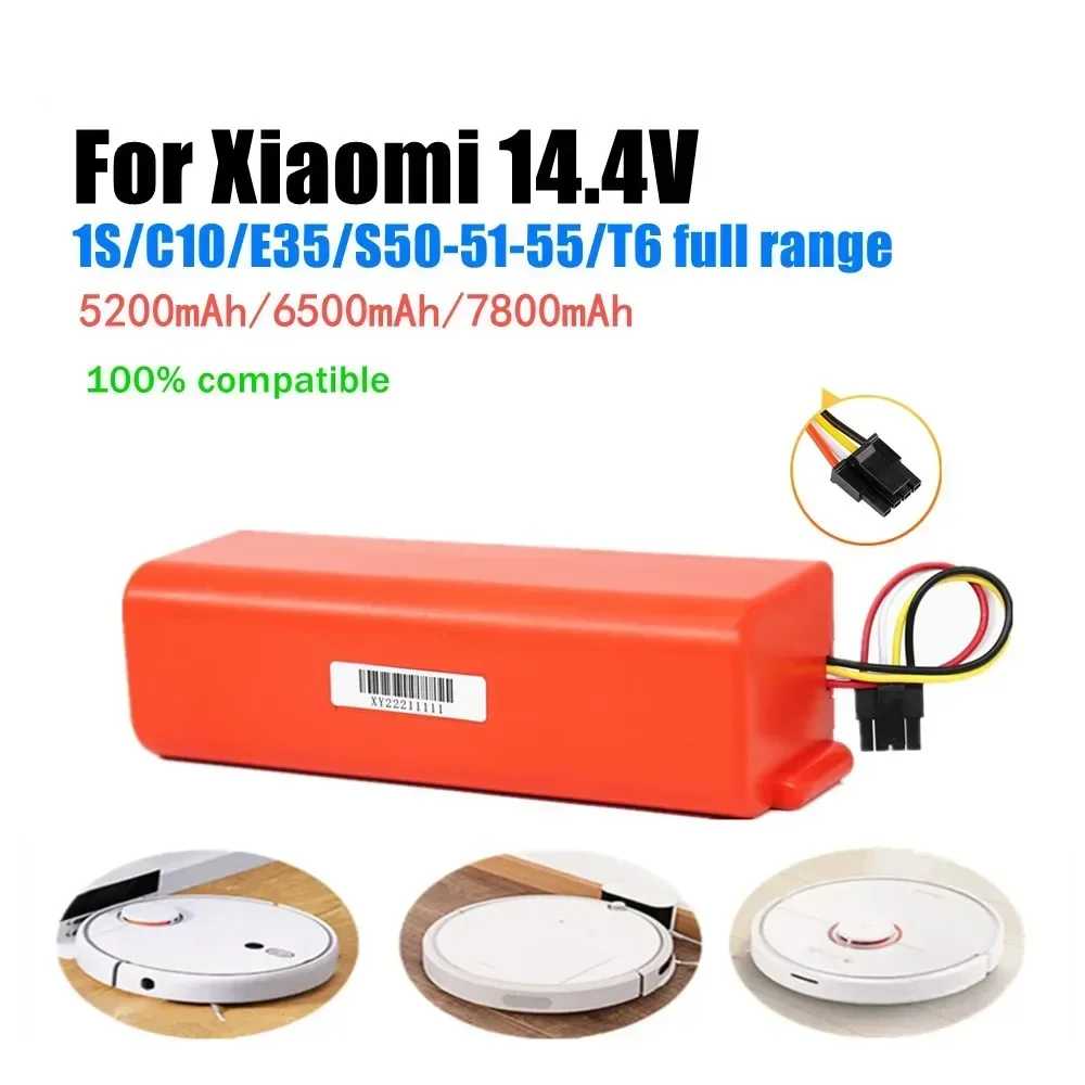 

14.4V 6500mAh Xiaomi Robotic Vacuum Replacement Battery 18650 Battery for Xiaomi Roborock S55 S60 S65 S50 S51 S5 MAX S6 XM-S50